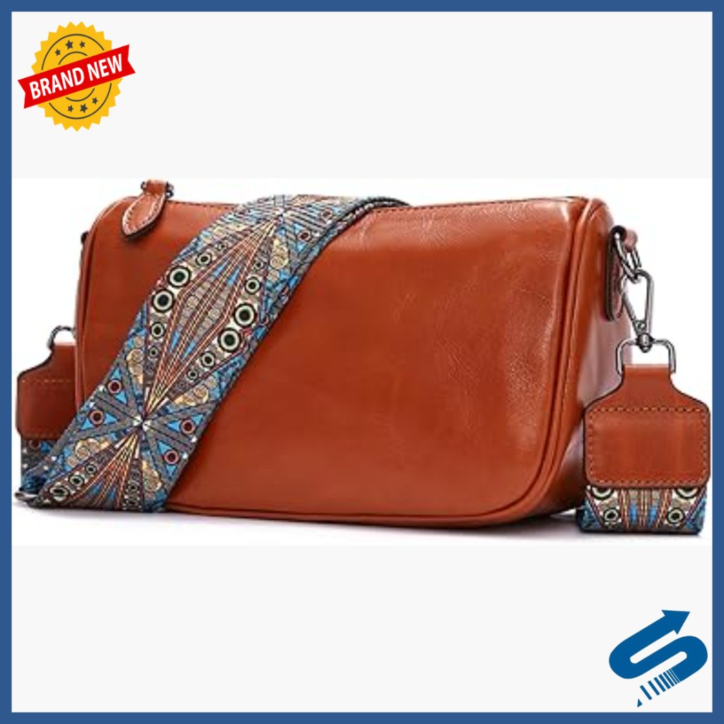 Small Genuine Leather Crossbody Bag With Wide Strap For Travel